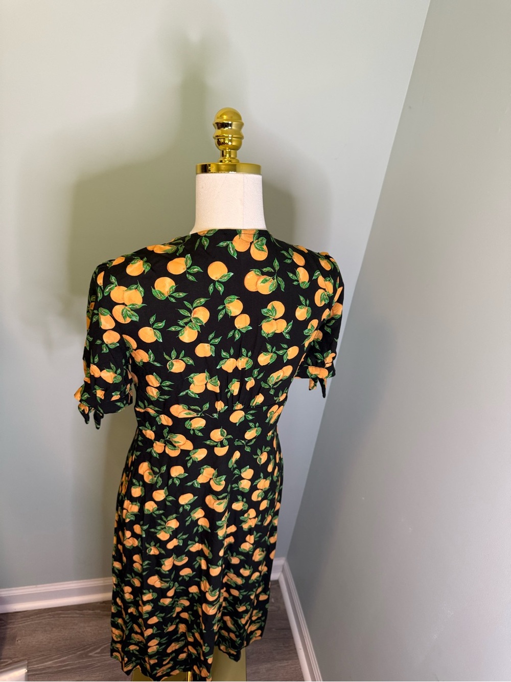 Nobody's Child Alexa Midi Dress - Orange Citrus Print - Size 10 - Picture 2 of 4